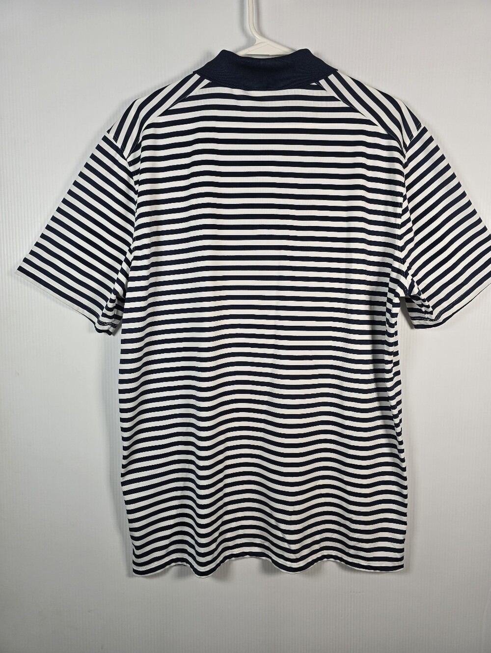 NWOT Nike Mens Navy and White Striped Dri-fit Short Sleeve Golf Polo Size L - Picture 2 of 11